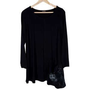 Alembika Womens Asymmetrical Black Tunic Top 3 US 10 12 Avantgarde Artsy Shirt